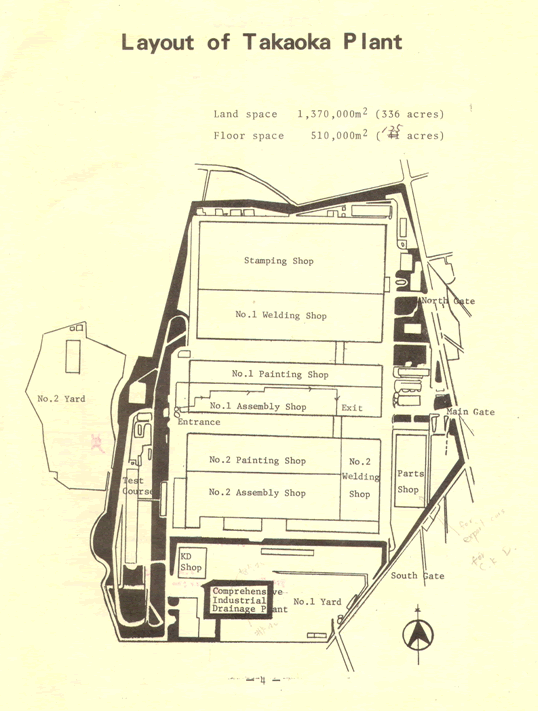 Takaoka Plant outline, circa 1984.